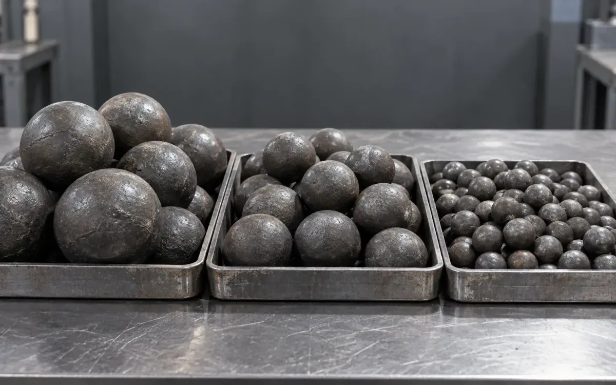 Forged grinding steel balls graded charge ready for mill loading