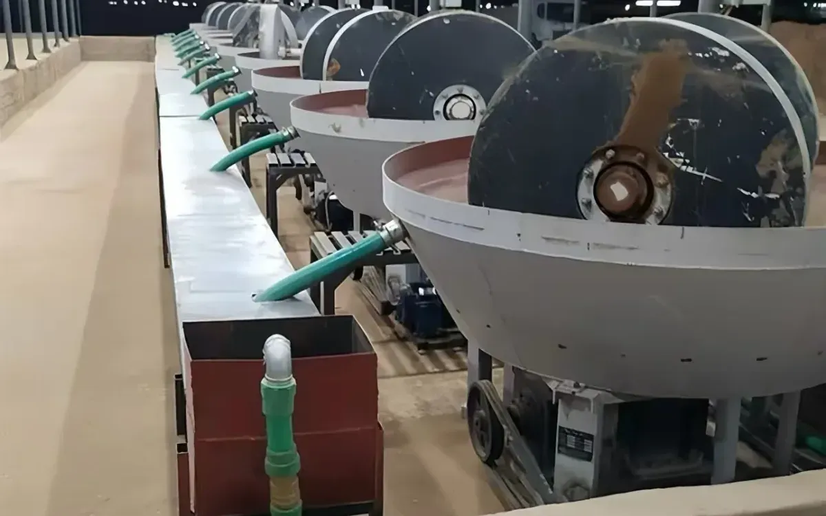 Wet pan mill grinding line at a small-scale gold processing site
